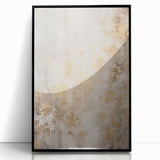 Large abstract wall art featuring winter-themed, geometric shapes in blue and white, framed in black acrylic.