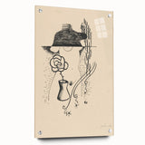 Modern Wall Art - Minimalist Black and White Woman and Flower Design