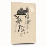 Modern Wall Art - Minimalist Black and White Woman and Flower Design