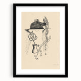 Modern Wall Art - Minimalist Black and White Woman and Flower Design