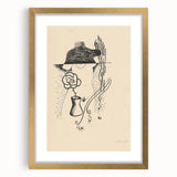 Modern Wall Art - Minimalist Black and White Woman and Flower Design