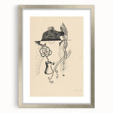 Modern Wall Art - Minimalist Black and White Woman and Flower Design