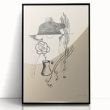 Modern Wall Art - Minimalist Black and White Woman and Flower Design