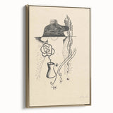 Modern Wall Art - Minimalist Black and White Woman and Flower Design