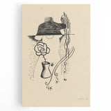 Modern Wall Art - Minimalist Black and White Woman and Flower Design