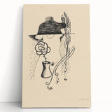 Modern Wall Art - Minimalist Black and White Woman and Flower Design