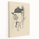 Modern Wall Art - Minimalist Black and White Woman and Flower Design