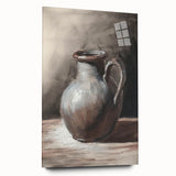 Large abstract wall art on acrylic glass featuring swirling blue and gray tones, ideal for bedroom or dining room decor.