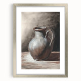 Textured abstract art print in silver and gray, framed with mat, ideal for modern bedroom ambiance.