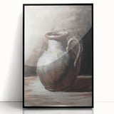 Large abstract wall art print in mid-century modernist style, featuring geometric shapes in black and white.