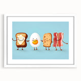 Abstract art print featuring swirling blue and white patterns on a framed canvas, suitable for dining room or bedroom decor.