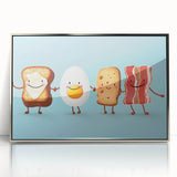 Mid-century modernist art featuring geometric dishes in muted colors on a silver acrylic framed poster.