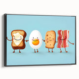 Black and white vintage poster art of dishes on framed canvas, ideal for bedroom wall decor.