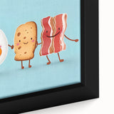 Black wall art featuring a close-up of colorful, textured dishes on a framed canvas, ideal for living room decor.