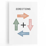 Directions Typography Art Print – Up, Down, Left, Right Wall Art