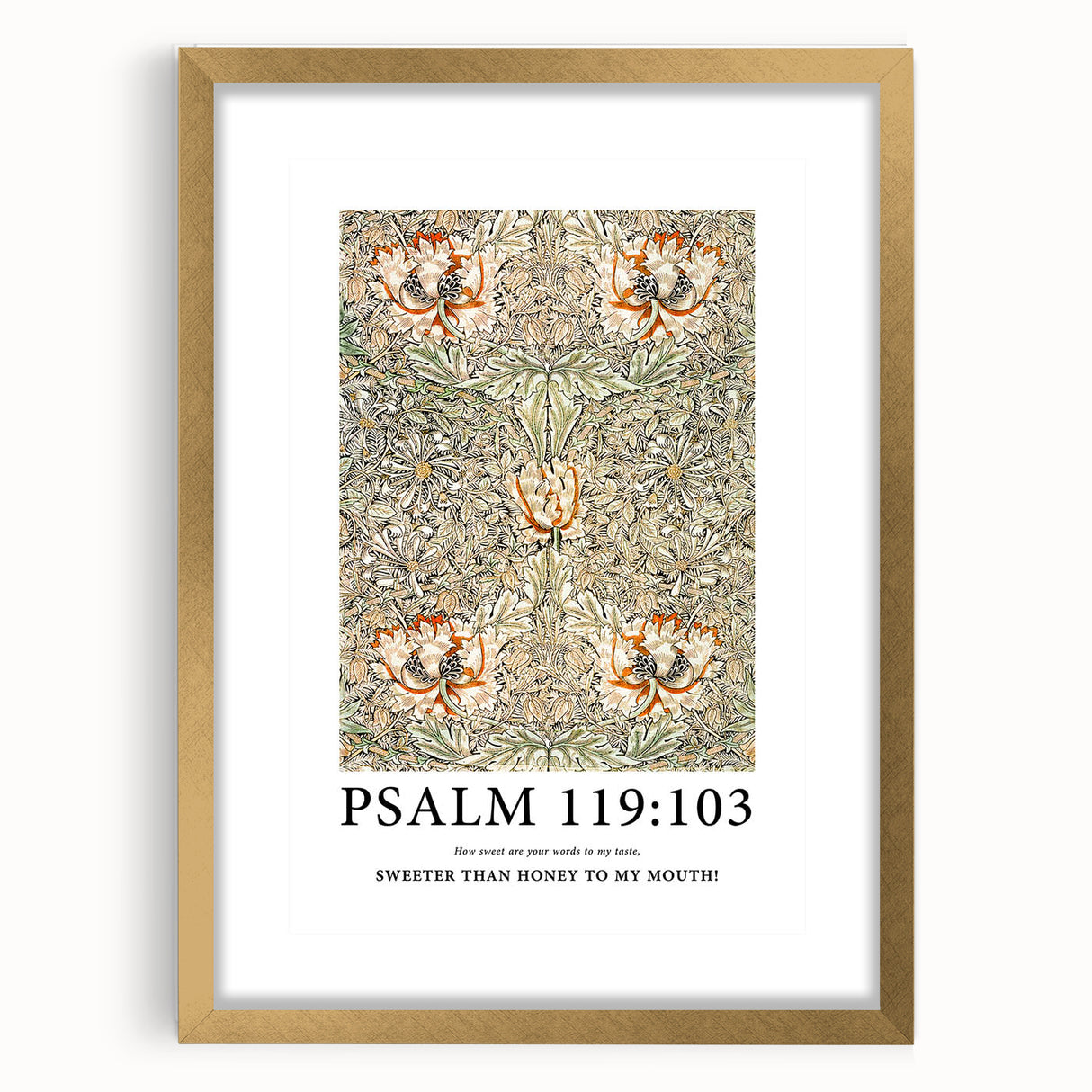 Biblical Typography Wall Art - Psalm 119:103 Floral Canvas Print