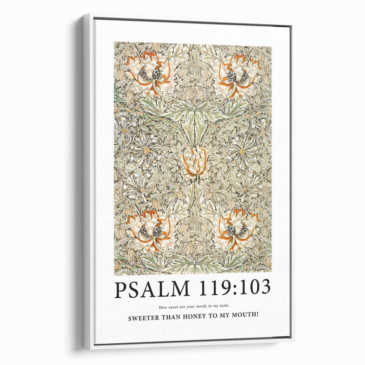 Biblical Typography Wall Art - Psalm 119:103 Floral Canvas Print