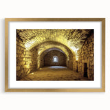 Framed landscape artwork featuring a serene castle scene, elegantly surrounded by a gold mat and ornate frame, perfect for home decor and art enthusiasts.