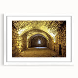 Elegant framed landscape artwork depicting majestic castles, showcased with a white mat and a sleek black frame. Ideal for enhancing home decor with a touch of sophistication.