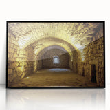 Framed acrylic print showcasing a stunning landscape of a castle, featuring rich colors and intricate details, displayed against a sleek black frame for an elegant presentation. Perfect for enhancing home decor with a touch of historical charm and artistic flair.