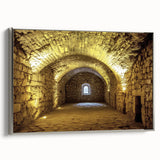 Framed canvas artwork showcasing a stunning landscape with a castle, featuring a silver frame and a side view perspective, perfect for home decor enthusiasts.