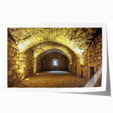 Rolled print showcasing a detailed landscape of a majestic castle surrounded by lush greenery, highlighting intricate architectural features and vibrant colors, perfect for home decor.