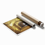 Detailed rolled print showcasing a vibrant landscape featuring a majestic castle surrounded by lush greenery and a serene sky. Ideal for home decor or art enthusiasts.