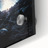 Close-up of a vibrant acrylic landscape painting featuring intricate cave formations, showcasing rich colors and textures, perfect for modern home decor.