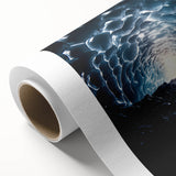 Rolled canvas artwork showcasing a vibrant landscape scene with intricate cave formations, designed for wall decor, packaged securely in a protective tube.