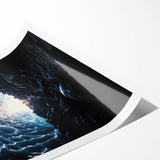 Rolled print showcasing a vibrant landscape with intricate cave formations, featuring rich colors and detailed textures, ideal for home decor and art enthusiasts.