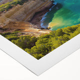 Stunning rolled canvas artwork showcasing vibrant landscapes with dramatic cliffs, ideal for enhancing home decor. Perfectly packaged in a protective tube for delivery.