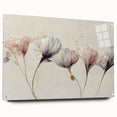 Soft Blush & Gray Floral Harmony - Elegant Living Room Wall Art