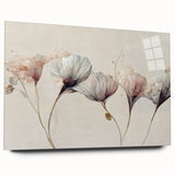 Soft Blush & Gray Floral Harmony - Elegant Living Room Wall Art