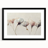 Soft Blush & Gray Floral Harmony - Elegant Living Room Wall Art
