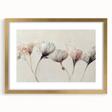 Soft Blush & Gray Floral Harmony - Elegant Living Room Wall Art