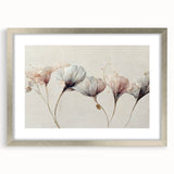 Soft Blush & Gray Floral Harmony - Elegant Living Room Wall Art