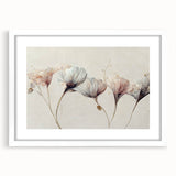 Soft Blush & Gray Floral Harmony - Elegant Living Room Wall Art