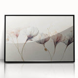 Soft Blush & Gray Floral Harmony - Elegant Living Room Wall Art