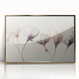 Soft Blush & Gray Floral Harmony - Elegant Living Room Wall Art