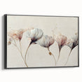 Soft Blush & Gray Floral Harmony - Elegant Living Room Wall Art