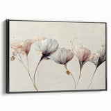 Soft Blush & Gray Floral Harmony - Elegant Living Room Wall Art
