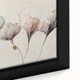 Soft Blush & Gray Floral Harmony - Elegant Living Room Wall Art