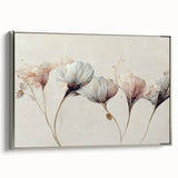 Soft Blush & Gray Floral Harmony - Elegant Living Room Wall Art