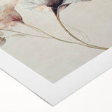 Soft Blush & Gray Floral Harmony - Elegant Living Room Wall Art