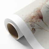 Soft Blush & Gray Floral Harmony - Elegant Living Room Wall Art