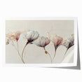 Soft Blush & Gray Floral Harmony - Elegant Living Room Wall Art