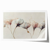 Soft Blush & Gray Floral Harmony - Elegant Living Room Wall Art