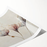 Soft Blush & Gray Floral Harmony - Elegant Living Room Wall Art