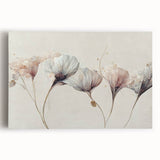 Soft Blush & Gray Floral Harmony - Elegant Living Room Wall Art