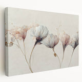 Soft Blush & Gray Floral Harmony - Elegant Living Room Wall Art